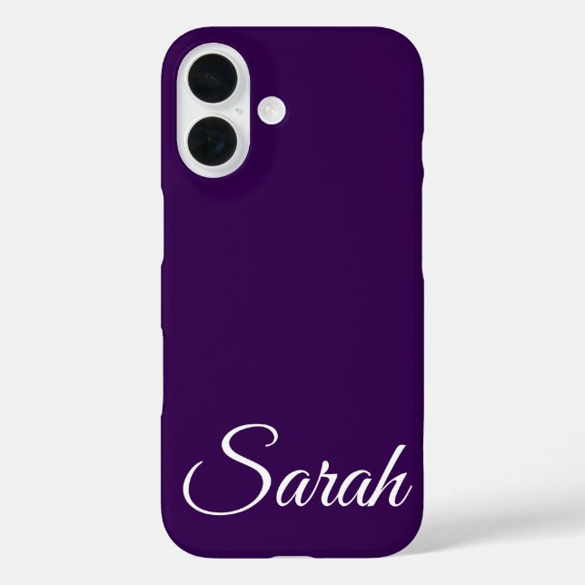 Stylish Modern Classic Customised Name Dark Purple Case-Mate iPhone Case (Back)