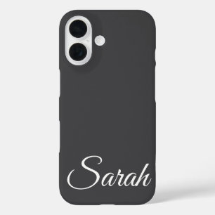 Stylish Modern Classic Customised Name Grey Colour iPhone 16 Case