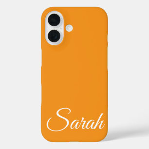 Stylish Modern Classic Customised Name Orange. iPhone 16 Case