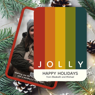 Stylish Modern Colour Stripes Christmas Photo Holiday Card
