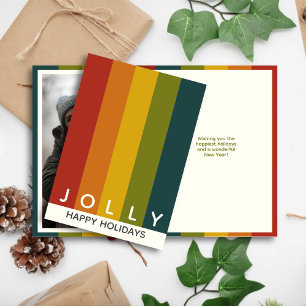 Stylish Modern Colour Stripes Christmas Photo Holiday Card