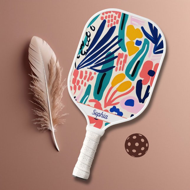 Stylish Modern Colourful Watercolor Art Monogram Pickleball Paddle (Creator Uploaded)