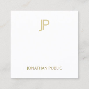 Stylish Modern Cool Template Gold Monogrammed Square Business Card