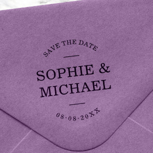 Stylish Modern Couple Save The Date Rubber Stamp