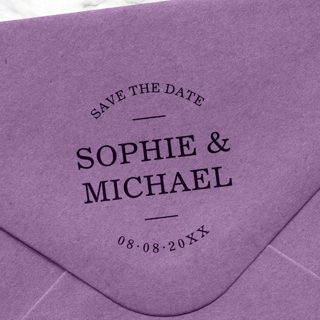 Stylish Modern Couple Save The Date Rubber Stamp (Creator Uploaded)