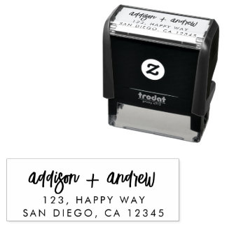 Stylish Modern couple Wedding Script Address Self-inking Stamp