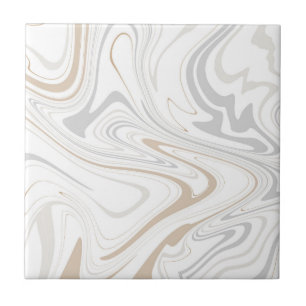 Stylish Modern Curves Grey Beige White Marble 3-8 Ceramic Tile
