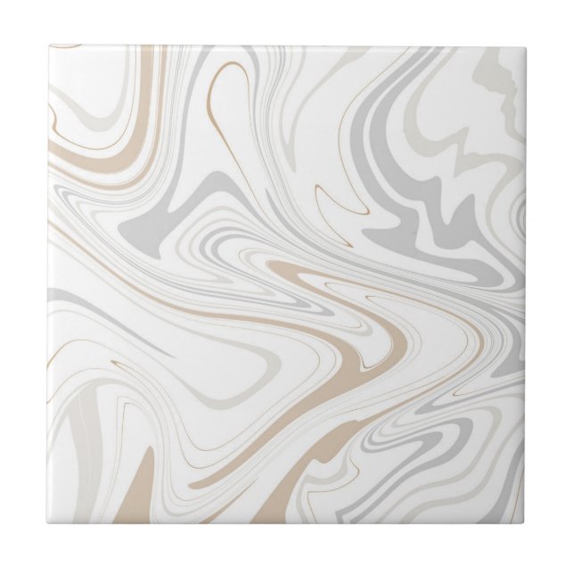 Stylish Modern Curves Grey Beige White Marble 3-8 Ceramic Tile (Front)