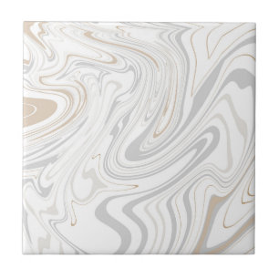 Stylish Modern Curves Grey Beige White Marble 5-8 Ceramic Tile