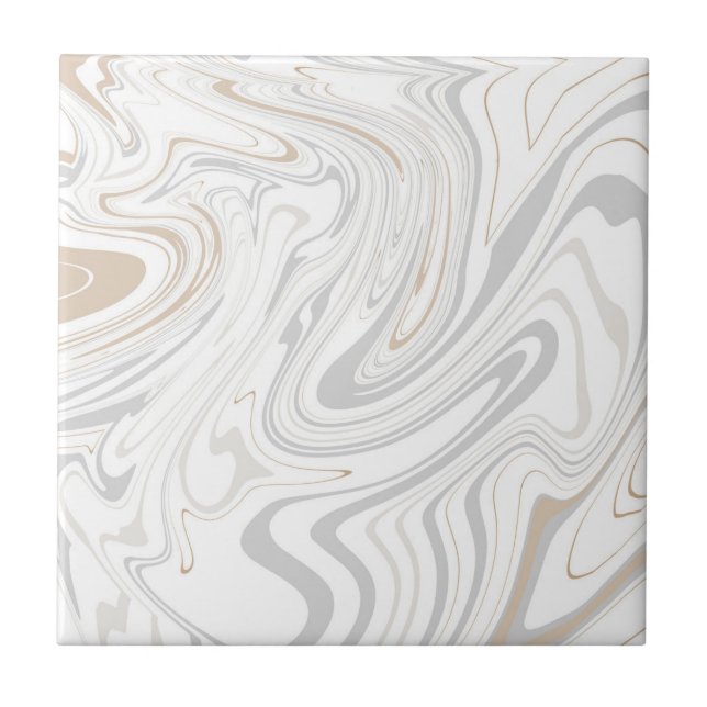 Stylish Modern Curves Grey Beige White Marble 5-8 Ceramic Tile (Front)