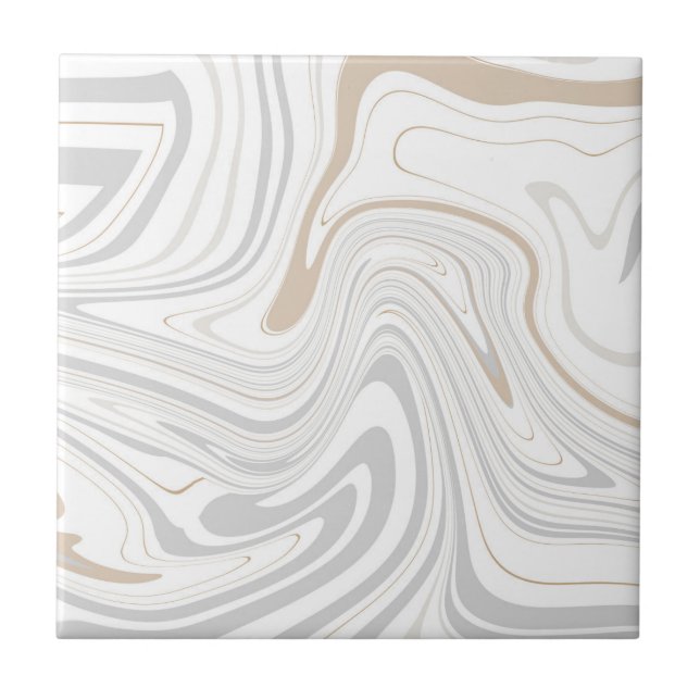 Stylish Modern Curves Grey Beige White Marble 6-8 Ceramic Tile (Front)