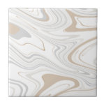 Stylish Modern Curves Grey Beige White Marble 8-8 Ceramic Tile<br><div class="desc">Looking to be a little different and original? This modern faux stone light grey white beige marble mimic curves print wall ceramic tile is just what you need. Available in two sizes 4.25 x 4.25 and 6 x 6 inches. Please not that this is a flat colour print and is...</div>