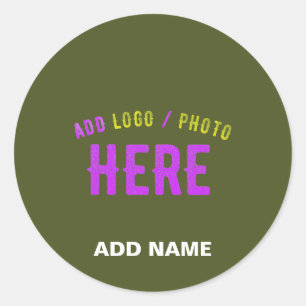 STYLISH MODERN CUSTOM ARMY GREEN VERIFIED BRANDED CLASSIC ROUND STICKER