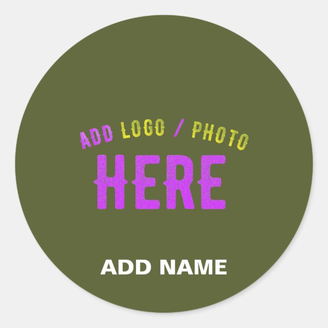 STYLISH MODERN CUSTOM ARMY GREEN VERIFIED BRANDED CLASSIC ROUND STICKER (Front)