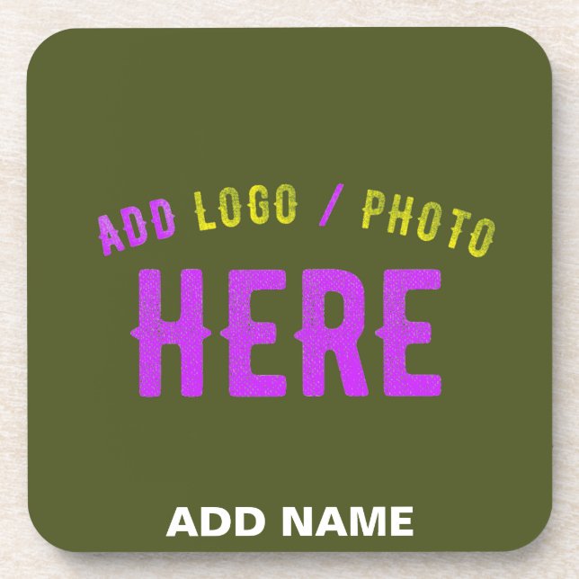 STYLISH MODERN CUSTOM ARMY GREEN VERIFIED BRANDED COASTER (Front)