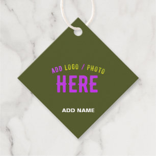 STYLISH MODERN CUSTOM ARMY GREEN VERIFIED BRANDED FAVOUR TAGS