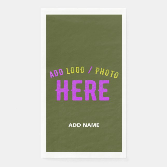 STYLISH MODERN CUSTOM ARMY GREEN VERIFIED BRANDED NAPKIN (Front)