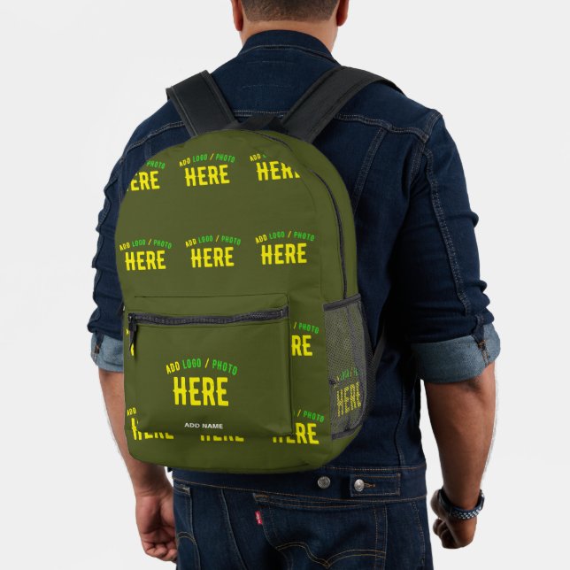 STYLISH MODERN CUSTOM ARMY GREEN VERIFIED BRANDED PRINTED BACKPACK (Insitu (Model))