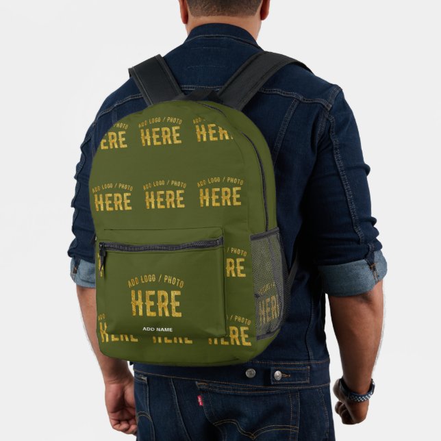 STYLISH MODERN CUSTOM ARMY GREEN VERIFIED BRANDED PRINTED BACKPACK (Insitu (Model))