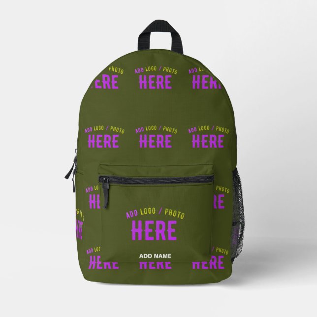 STYLISH MODERN CUSTOM ARMY GREEN VERIFIED BRANDED PRINTED BACKPACK (Front)