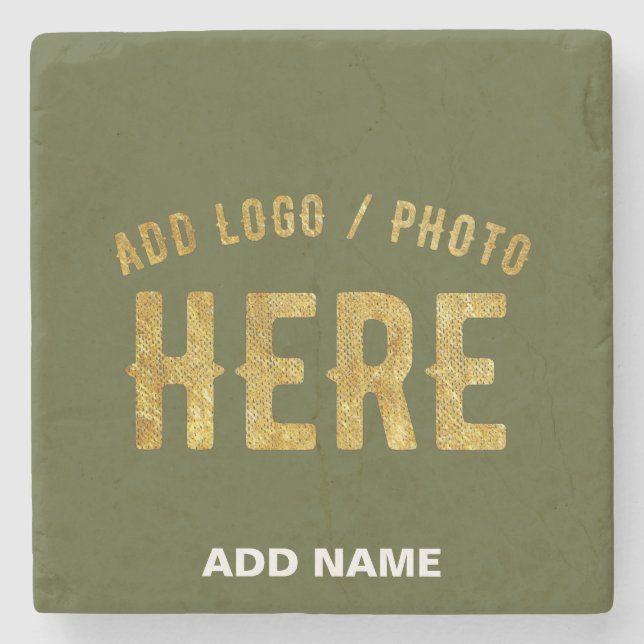 STYLISH MODERN CUSTOM ARMY GREEN VERIFIED BRANDED STONE COASTER (Front)