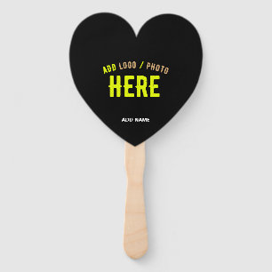 STYLISH MODERN CUSTOM BLACK BRANDED HEART SHAPED HAND FAN