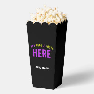 STYLISH MODERN CUSTOM BLACK VERIFIED BRAND POPCORN FAVOUR BOX