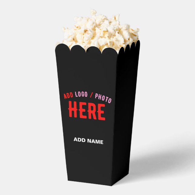 STYLISH MODERN CUSTOM BLACK VERIFIED BRAND POPCORN FAVOUR BOX (Popped)