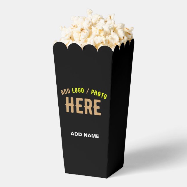 STYLISH MODERN CUSTOM BLACK VERIFIED BRAND POPCORN FAVOUR BOX (Popped)