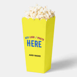 STYLISH MODERN CUSTOM BRIGHT YELLOW BRAND POPCORN FAVOUR BOX