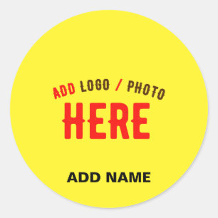 STYLISH MODERN CUSTOM BRIGHT YELLOW VERIFIED BRAND CLASSIC ROUND STICKER