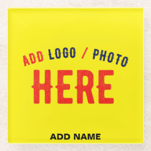 STYLISH MODERN CUSTOM BRIGHT YELLOW VERIFIED BRAND GLASS COASTER