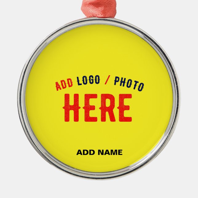 STYLISH MODERN CUSTOM BRIGHT YELLOW VERIFIED BRAND METAL ORNAMENT (Front)