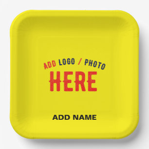 STYLISH MODERN CUSTOM BRIGHT YELLOW VERIFIED BRAND PAPER PLATE
