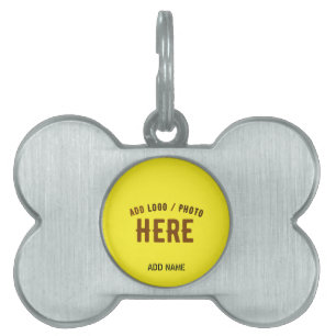 STYLISH MODERN CUSTOM BRIGHT YELLOW VERIFIED BRAND PET ID TAG