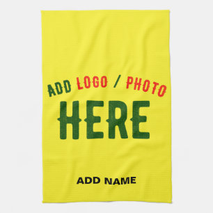 STYLISH MODERN CUSTOM BRIGHT YELLOW VERIFIED BRAND TEA TOWEL