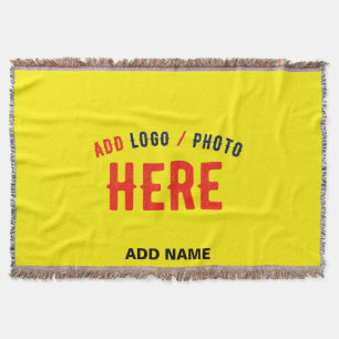 STYLISH MODERN CUSTOM BRIGHT YELLOW VERIFIED BRAND THROW BLANKET