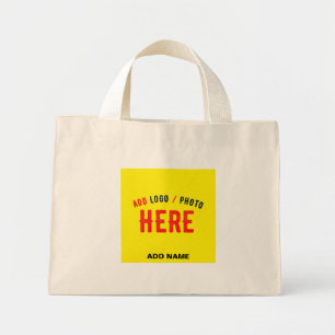 STYLISH MODERN CUSTOM BROWN BRIGHT YELLOW BRANDED MINI TOTE BAG