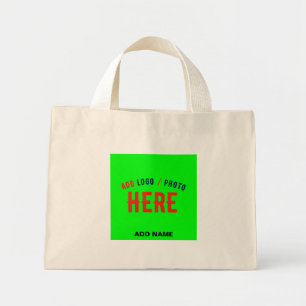 STYLISH MODERN CUSTOM BROWN NEON GREEN BRANDED MINI TOTE BAG