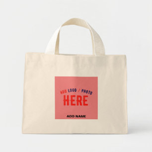 STYLISH MODERN CUSTOM BROWN SALMON PINK BRANDED MINI TOTE BAG