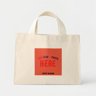 STYLISH MODERN CUSTOM BROWN TOMATO RED BRANDED MINI TOTE BAG