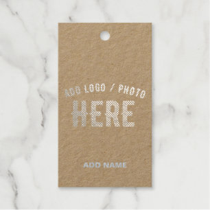 STYLISH MODERN CUSTOM BROWN VERIFIED BRAND SILVERY GIFT TAGS