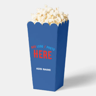 STYLISH MODERN CUSTOM COBALT BLUE BRANDED POPCORN FAVOUR BOX