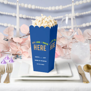 STYLISH MODERN CUSTOM COBALT BLUE BRANDED POPCORN FAVOUR BOX