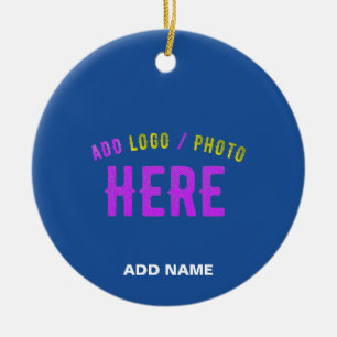STYLISH MODERN CUSTOM COBALT BLUE VERIFIED BRANDED CERAMIC ORNAMENT