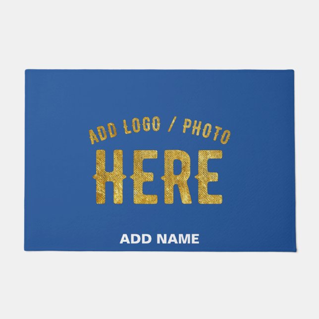 STYLISH MODERN CUSTOM COBALT BLUE VERIFIED BRANDED DOORMAT (Front)