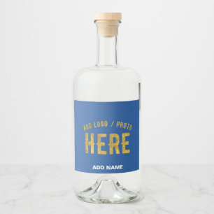 STYLISH MODERN CUSTOM COBALT BLUE VERIFIED BRANDED LIQUOR BOTTLE LABEL