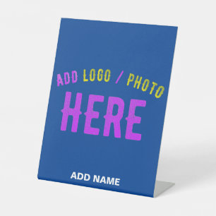 STYLISH MODERN CUSTOM COBALT BLUE VERIFIED BRANDED PEDESTAL SIGN