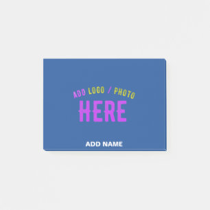STYLISH MODERN CUSTOM COBALT BLUE VERIFIED BRANDED POST-IT NOTES