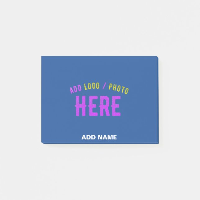 STYLISH MODERN CUSTOM COBALT BLUE VERIFIED BRANDED POST-IT NOTES (Front)
